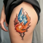 Интимное тату на фото - Fire and ice tattoo on the hip style raw styliz a a ed ba bea _1_2 - 080224 tatufoto.com 235