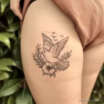 Интимное тату на фото - Flying dove tattoo on the upper thigh style raw fffc eb b fbdcc _1_2_3 - 080224 tatufoto.com 244