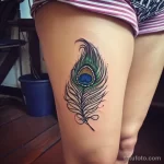 Интимное тату на фото - Peacock feather tattoo on the inner thigh style r c c b fd _1_2_3 - 080224 tatufoto.com 327