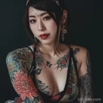 Интимное тату на фото - Portrait of a woman with a traditional Japanese inti abe c a ed - 080224 tatufoto.com 346