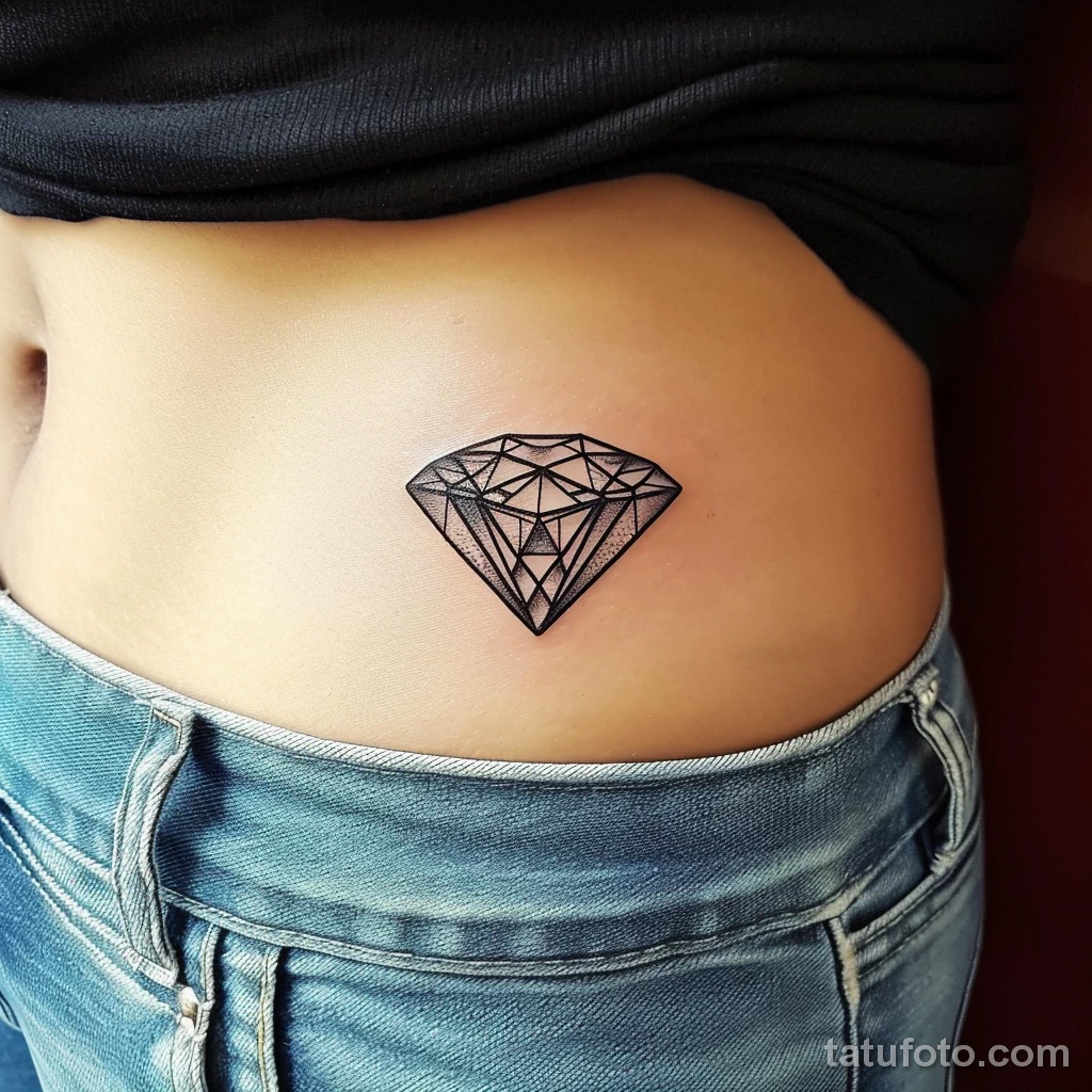 Интимное тату на фото - Small diamond tattoo on the lower abdomen style r ade baf a facb _1 - 080224 tatufoto.com 384