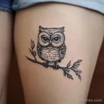 Интимное тату на фото - Small owl tattoo on the upper thigh style raw s fc c f ad ee - 080224 tatufoto.com 410
