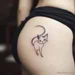 Интимное тату на фото - Stylized cat tattoo on the hip style raw styliz afdb bac a ad cbaba _1_2_3 - 080224 tatufoto.com 448