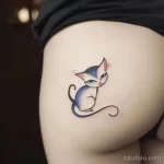 Интимное тату на фото - Stylized cat tattoo on the hip style raw styliz fef bae c d bfb - 080224 tatufoto.com 452