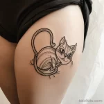 Интимное тату на фото - Stylized cat tattoo on the hip style raw styliz fef bae c d bfb _1_2 - 080224 tatufoto.com 454