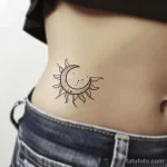 Интимное тату на фото - Tiny sun and moon tattoo on the lower abdomen sty abafb fb a b aadd _1 - 080224 tatufoto.com 530