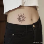 Интимное тату на фото - Tiny sun and moon tattoo on the lower abdomen sty abafb fb a b aadd _1_2 - 080224 tatufoto.com 531