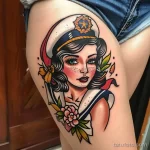 Интимное тату на фото - Traditional sailor tattoo on the upper thigh styl be ee ea ba fddf _1 - 080224 tatufoto.com 541