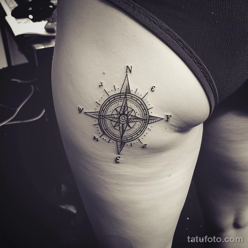 Интимное тату на фото - Vintage compass tattoo on the hip bone style raw fd bc ff df bcbfbd _1_2_3 - 080224 tatufoto.com 554