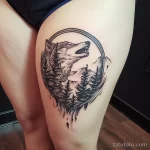 Интимное тату на фото - Wolf howling tattoo on the upper thigh style raw ddbbd df d aeb efaddfd _1 - 080224 tatufoto.com 568