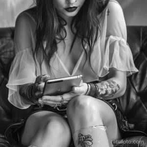 Красивая девушка с татуировками на теле - A chic lady with delicate wrist and ankle tattoos cl f dab cf dc befac _1 - 160224 tatufoto.com 006