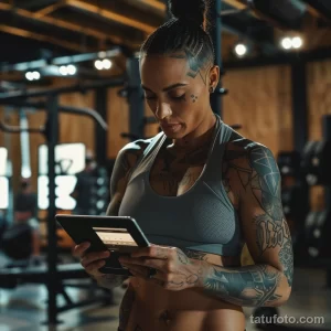 Красивая девушка с татуировками на теле - A daring woman with geometric tattoos in a cropped j bfbe c d cecbfb - 160224 tatufoto.com 011