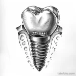 Татуировки с рисунком зуба или про стоматологию - TATTOO DRAWING featuring a detailed dental implant cf c a c fa - 120224 tatufoto.com 015
