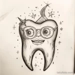 Татуировки с рисунком зуба или про стоматологию - TATTOO DRAWING featuring a tooth as a librarian with aef f bdc fdbcdc - 120224 tatufoto.com 025