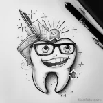 Татуировки с рисунком зуба или про стоматологию - TATTOO DRAWING featuring a tooth as a librarian with aef f bdc fdbcdc _1 - 120224 tatufoto.com 026