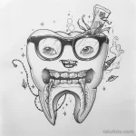 Татуировки с рисунком зуба или про стоматологию - TATTOO DRAWING featuring a tooth as a librarian with aef f bdc fdbcdc _1_2 - 120224 tatufoto.com 027