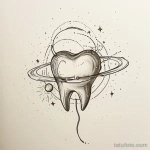Татуировки с рисунком зуба или про стоматологию - TATTOO DRAWING featuring a tooth as a planet with or fd d fe ee _1 - 120224 tatufoto.com 034
