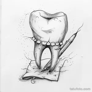 Татуировки с рисунком зуба или про стоматологию - TATTOO DRAWING featuring a tooth as a poet writing v fec ff c ae caf - 120224 tatufoto.com 035
