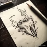 Татуировки с рисунком зуба или про стоматологию - TATTOO DRAWING featuring a tooth as a poet writing v fec ff c ae caf _1 - 120224 tatufoto.com 036