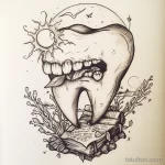 Татуировки с рисунком зуба или про стоматологию - TATTOO DRAWING featuring a tooth as a poet writing v fec ff c ae caf _1_2 - 120224 tatufoto.com 037