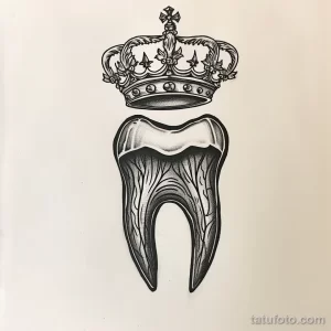 Татуировки с рисунком зуба или про стоматологию - TATTOO DRAWING featuring a tooth wearing a crown abd e bed acd - 120224 tatufoto.com 038