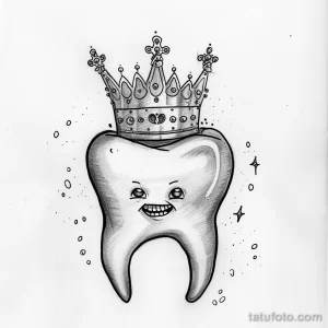 Татуировки с рисунком зуба или про стоматологию - TATTOO DRAWING featuring a tooth wearing a crown abd e bed acd _1 - 120224 tatufoto.com 039