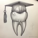 Татуировки с рисунком зуба или про стоматологию - TATTOO DRAWING featuring a tooth with a graduation c dbb a a aa adcba - 120224 tatufoto.com 041