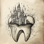 Татуировки с рисунком зуба или про стоматологию - TATTOO DRAWING of a tooth turned into a castle st ccbe e cd ef cebdccaa - 120224 tatufoto.com 132