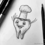 Татуировки с рисунком зуба или про стоматологию - TATTOO DRAWING showcasing a tooth as a baker with a cf ba fe bc cbbca - 120224 tatufoto.com 227