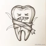 Татуировки с рисунком зуба или про стоматологию - Tattoo Drawing on White Sheet A tooth with a bandage eced a e c cada - 120224 tatufoto.com 169