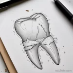 Татуировки с рисунком зуба или про стоматологию - Tattoo Drawing on White Sheet A tooth with a bandage eced a e c cada _1 - 120224 tatufoto.com 170