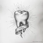 Татуировки с рисунком зуба или про стоматологию - Tattoo Drawing on White Sheet A tooth with a scroll fae d fd fc fddcfc _1_2 - 120224 tatufoto.com 183