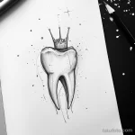 Татуировки с рисунком зуба или про стоматологию - Tattoo Drawing on White Sheet A tooth with a small c f f ba bdfa ceaa _1_2 - 120224 tatufoto.com 187