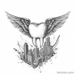 Татуировки с рисунком зуба или про стоматологию - Tattoo Drawing on White Sheet A tooth with wings fly cddc fd ade debccbdb - 120224 tatufoto.com 196