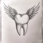 Татуировки с рисунком зуба или про стоматологию - Tattoo Drawing on White Sheet Tooth with wings flyin baec e ca b caea _1_2 - 120224 tatufoto.com 215