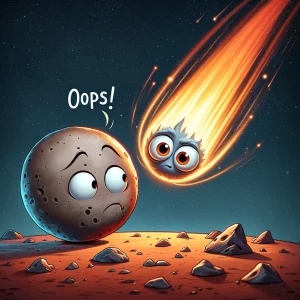 Забавный астероид врезается в планету с криком 'Oops!'. Яркое и динамичное фото тату для любителей космоса.
