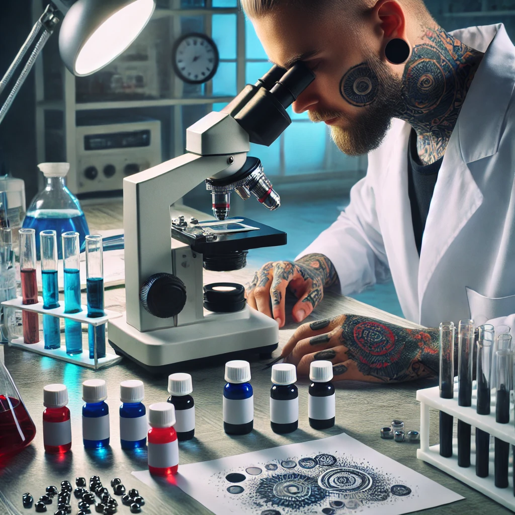 2024-07-24 16.05.48 - An image of a scientist or a research laboratory where tattoo ink analysis is being conducted. The scene should include a scientist in a lab coat exam