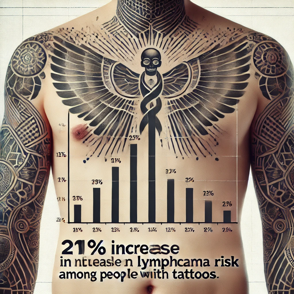 2024-07-24 16.05.57 - An image of a chart or graph showing a 21% increase in lymphoma risk among people with tattoos. The chart should be clear and visually engaging, using