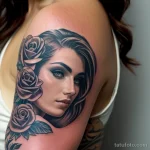 00010-Beautiful woman with detailed arm tattoo, thoughtful expression, neutral background 1464492519 tatufoto.com 012 tatufoto.com 012