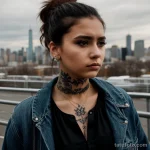 00019-Fashionable girl with visible neck tattoo, sad expression, city backdrop 1464492528 tatufoto.com 019 tatufoto.com 019