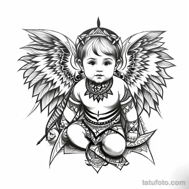 00029-redraw_tattoo_sketches_on_a_white_sheet_into_a_tribal_angel_baby_tattoo_sketch,_with_bold_black_lines,_intricate_tribal_patterns_1920317716
