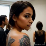 00085-Girl with shoulder tattoo, feeling out of place, in a room full of people 1464492596 tatufoto.com 072 tatufoto.com 072