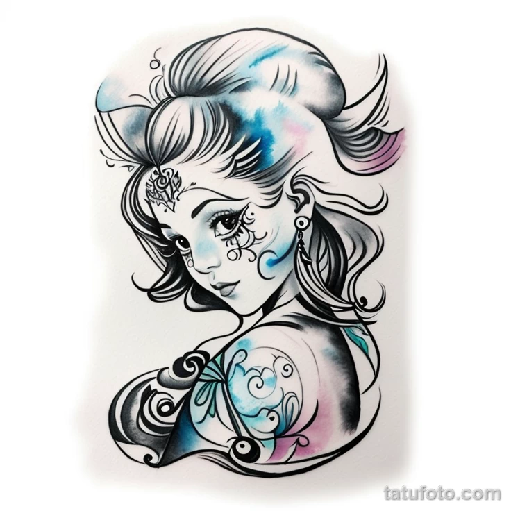 00091-redraw_tattoo_sketches_on_a_white_sheet_into_a_colorful_angel_baby_tattoo_sketch,_using_vibrant_colors_with_a_watercolor_effect,_1920317778
