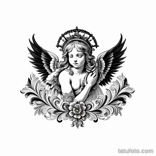 00101-redraw_tattoo_sketches_on_a_white_sheet_into_a_baroque_angel_baby_tattoo_sketch,_with_rich_ornamentation,_dramatic_shading,_high_2137147483
