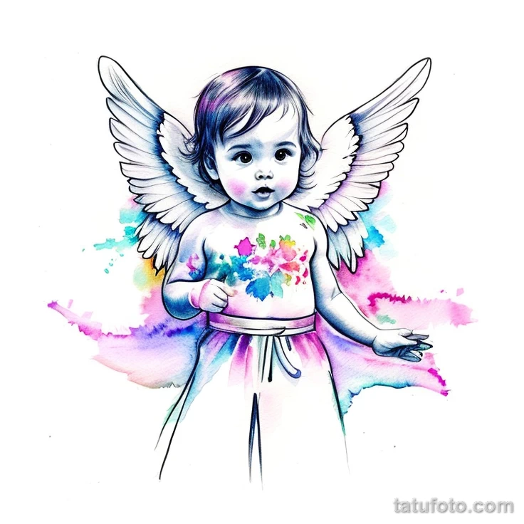 00112-redraw_tattoo_sketches_on_a_white_sheet_into_a_colorful_angel_baby_tattoo_sketch,_using_vibrant_colors_with_a_watercolor_effect,_1920317799