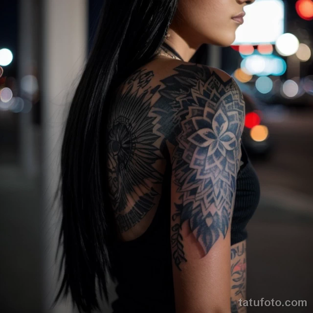 00119-Stylish girl with half-sleeve tattoo, feeling misunderstood, at night 1464492630 tatufoto.com 091 tatufoto.com 091