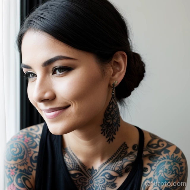00125-Woman with intricate tattoo on hand, slightly smiling, sitting alone 1464492636 tatufoto.com 095 tatufoto.com 095