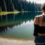 00140-Woman with hand tattoo, feeling alone, standing by a lake 1464492651 tatufoto.com 106 tatufoto.com 106