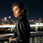 00153-Stylish woman with sleeve tattoo, lost in thought, city lights 1464492667 tatufoto.com 113 tatufoto.com 113