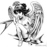 00379-redraw_tattoo_sketches_on_a_white_sheet_into_a_fierce_angel_baby_tattoo_sketch,_with_sharp,_aggressive_lines,_dark_black_ink,_st_1299457262